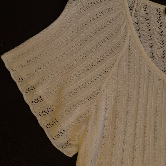 Axcess Womens Sweater Beige Size Small Cotton Blend Button Closure Short Sleeve - Picture 10 of 12